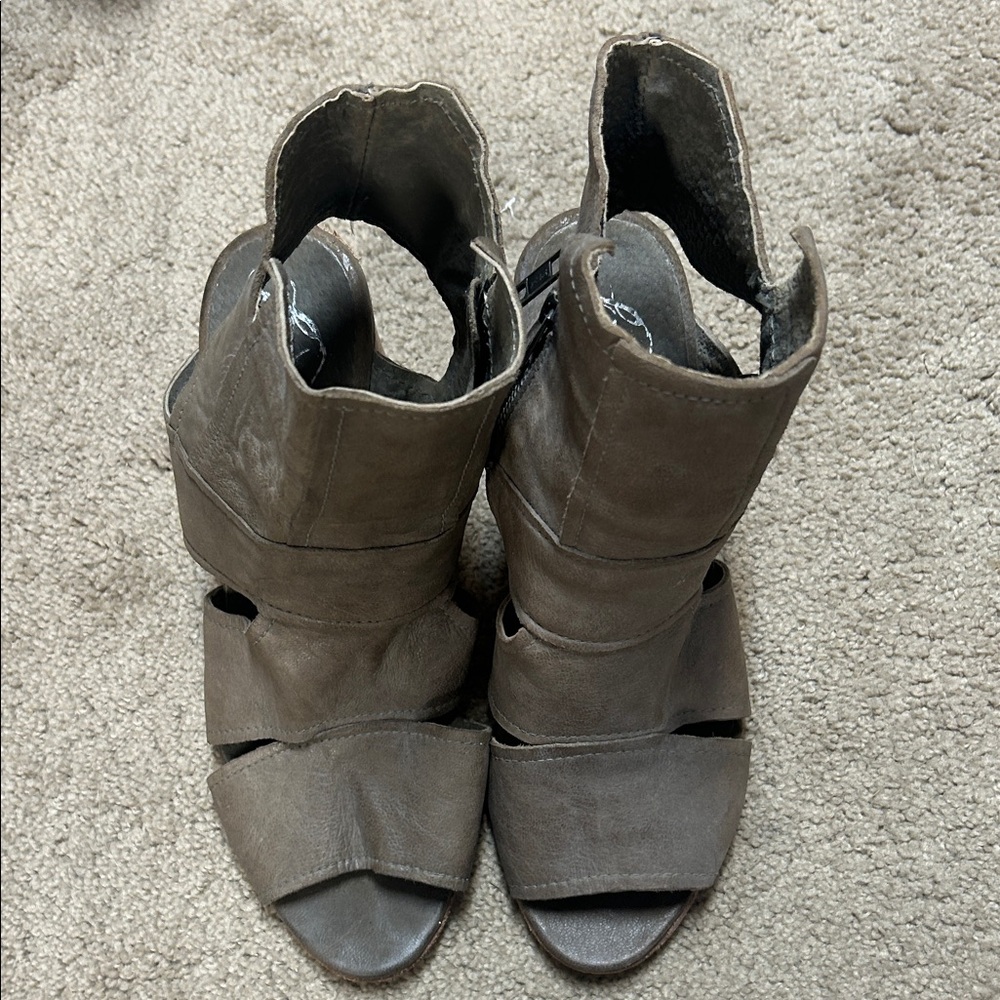 Free People Brown Open-Toe Heeled Boots
